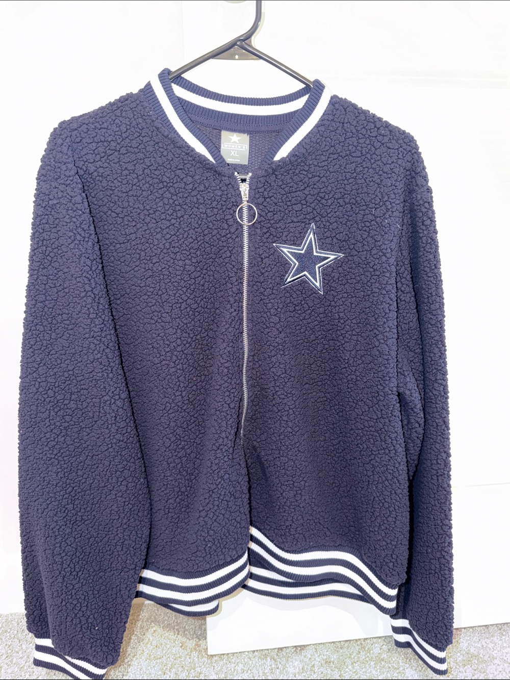 Women’s Navy Sherpa Dallas Cowboy Jacket with Star Patch - XL
